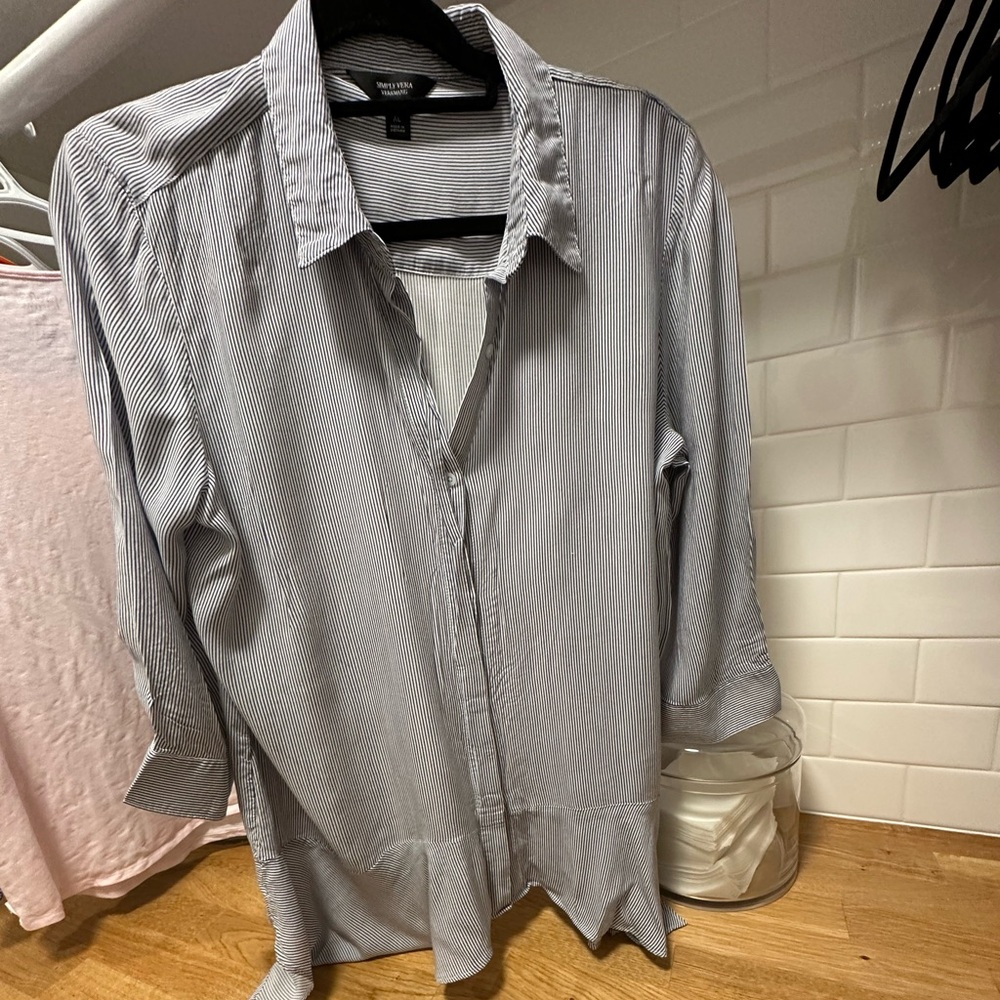 Womens Striped Blue & White Long Sleeve Shirt